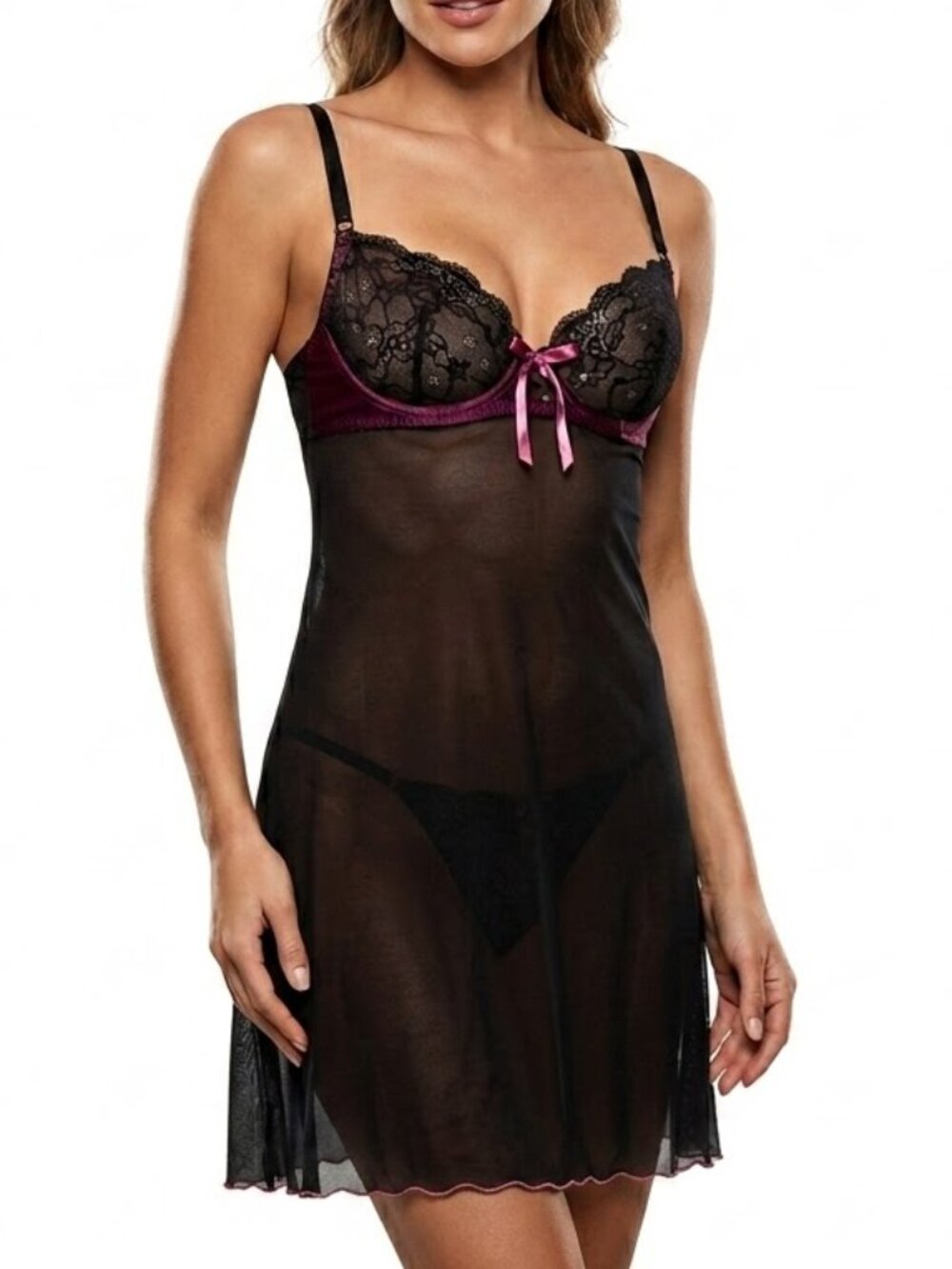 HOT KISS Vintage Y2K Mall Goth Lace Babydoll Slip Dress 36C
